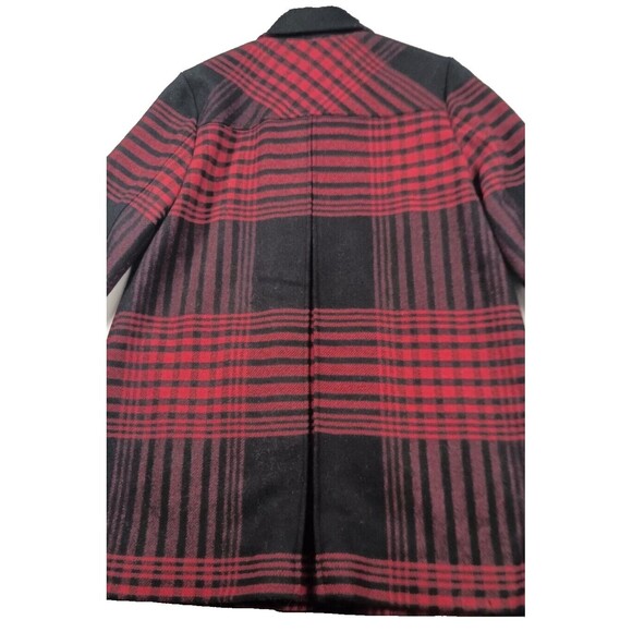 J Jill Buffalo Plaid Peacoat Wool Size Small Black & Red Winter Jacket Holiday - Picture 8 of 14